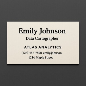 Custom business cards printed on premium natural white paper with raised ink (black only) on the front