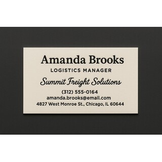 Sturdy business cards printed with raised ink (black only) on natural white paper