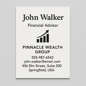 Custom Strathmore business cards printed with raised ink (black only) on the front side