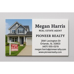 Business cards with images and raised ink on front side