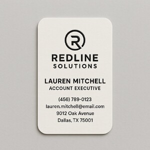 Custom linen business cards printed with raised ink (black only)