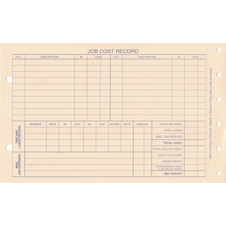 Carbonless work order backprint