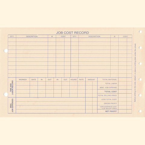 Carbonless work order backprint