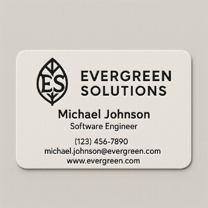 Custom printed business card with round corners on Strathmore paper with raised black ink