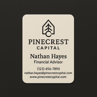 Thick natural white business cards with rounded corners and printed in black raised ink