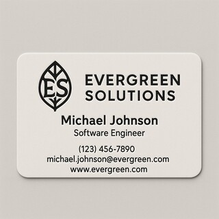 Custom printed business card with round corners on Strathmore paper with raised black ink