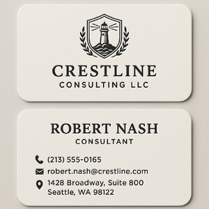 Custom business cards printed on premium natural white paper with raised ink (black only) on both sides