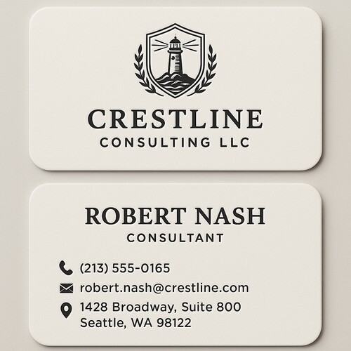 Custom business cards printed on premium natural white paper with raised ink (black only) on both sides