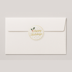 Holiday seals to put on holiday card envelopes