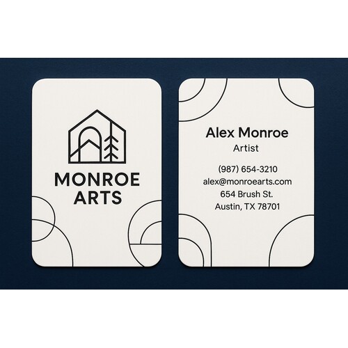Custom business cards crafted on high quality heavy natural white stock with raised ink & round corners