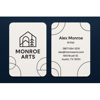Custom business cards crafted on high quality heavy natural white stock with raised ink & round corners