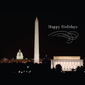Custom business holiday cards with a night time view of the Capitol