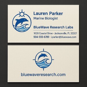 Custom business cards printed in one ink color on warm white linen cardstock