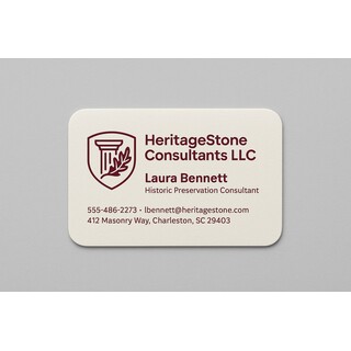Custom business cards printed in one ink color on warm white linen paper
