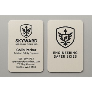 Custom rounded corner business cards with 1 ink color print on natural colored paper