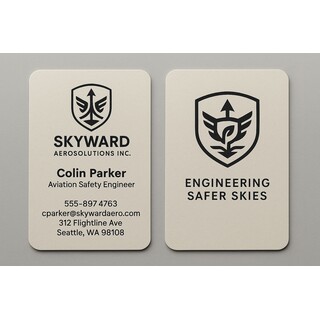 Custom rounded corner business cards with 1 ink color print on natural colored paper