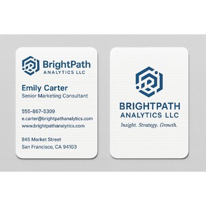Custom rounded business cards printed with 1 ink color on bright white linen paper