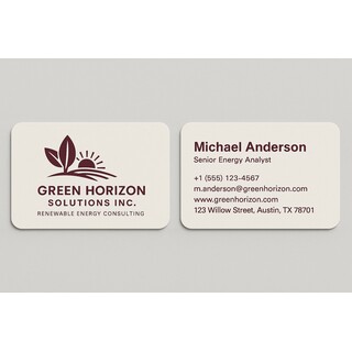 Custom 1 ink color business cards printed on warm white linen stock
