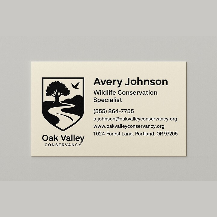 Raised ink business cards with 1 ink color on natural-colored paper