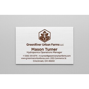 Linen business card with raised brown ink designed online