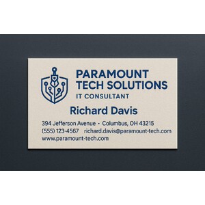 Customize these business cards in one embossed ink color on warm white linen paper