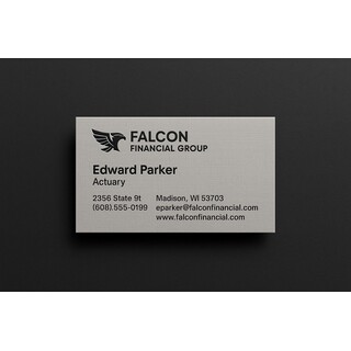 Custom business cards printed on gray linen paper with 1 embossed ink color