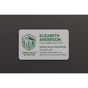 Custom gray linen business cards with rounded corners and 1 embossed ink color