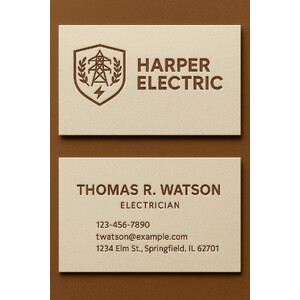 Custom raised ink business cards printed on natural-colored paper in 1 ink color