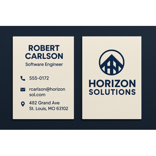 Raised ink business cards custom printed on warm white linen stock