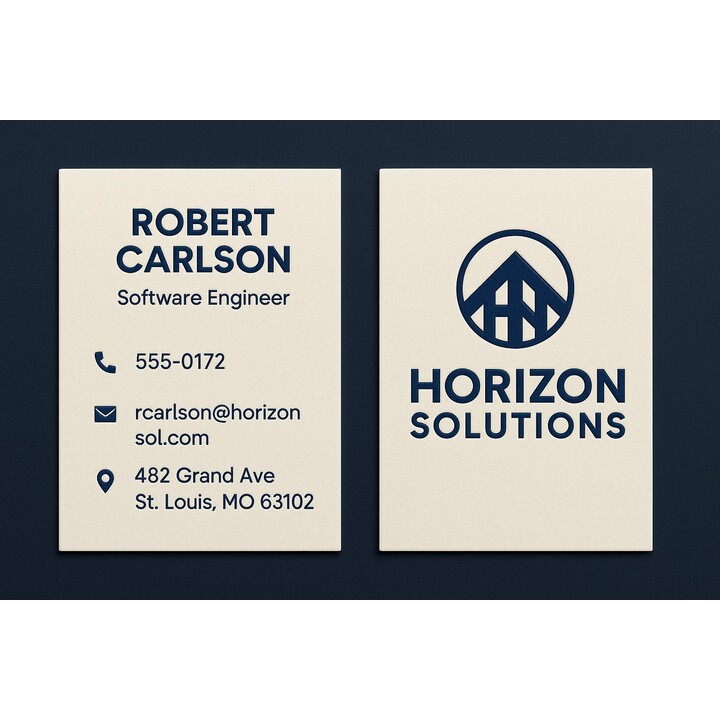 Raised ink business cards custom printed on warm white linen stock