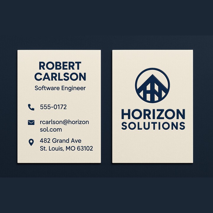 Raised ink business cards custom printed on warm white linen stock