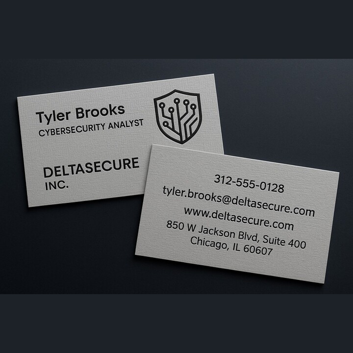 Raised ink on gray linen business cards in your choice of colors