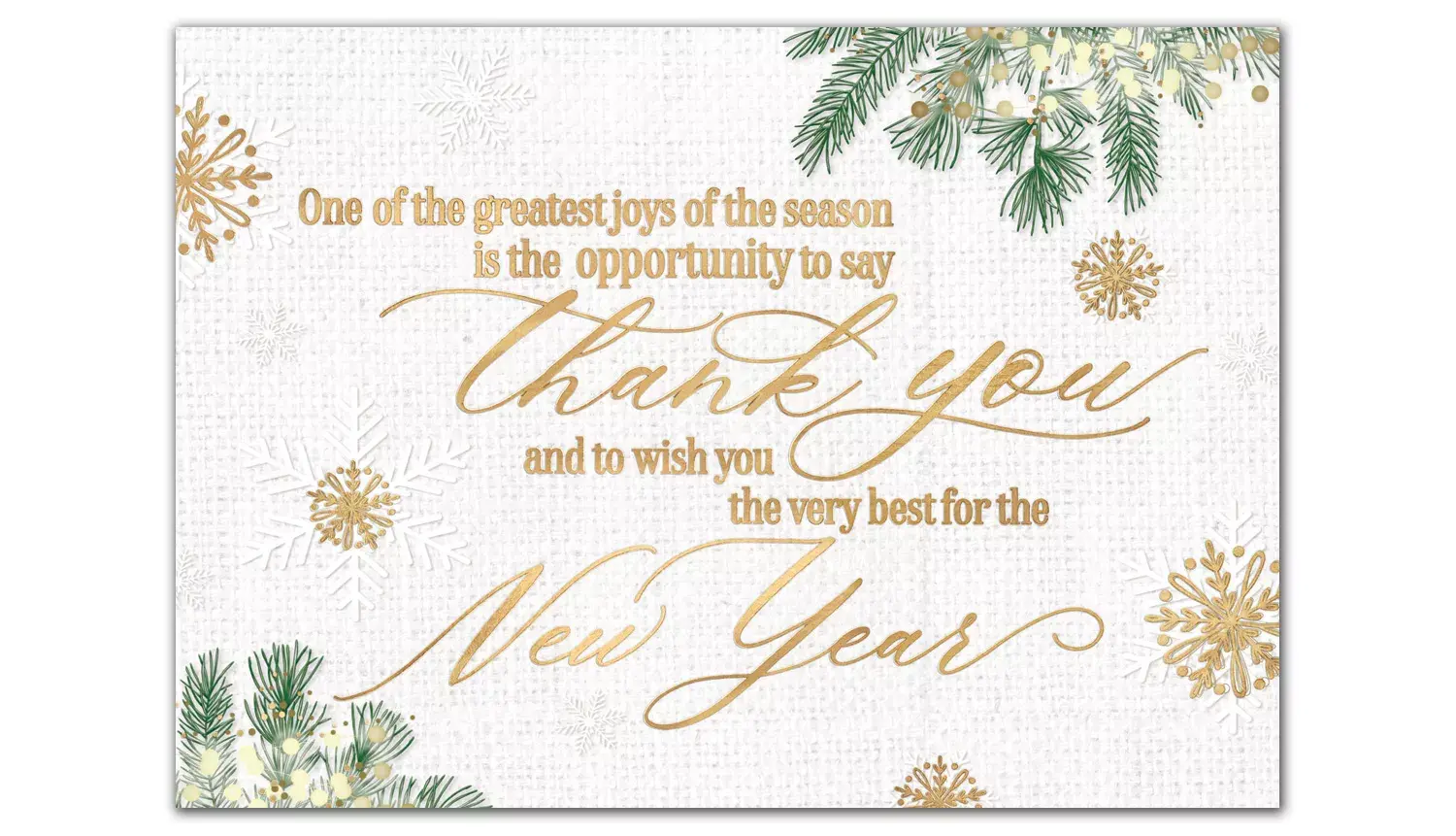 New Year Greeting Cards for Businesses with Gold and Green Elements