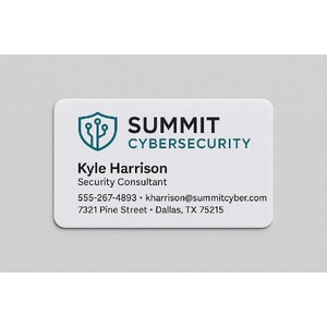 Custom business cards printed on white 100 lb. linen paper with black and 1 other ink color