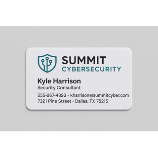 Custom business cards printed on white 100 lb. linen paper with black and 1 other ink color