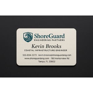 Custom premium business cards on natural white paper with rounded corners - 2 ink colors