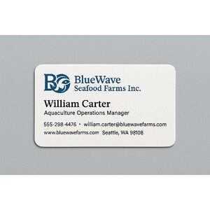 Sturdy business cards printed with 2 ink colors and rounded corners