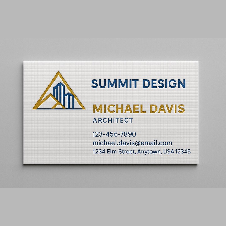 Custom linen business cards with two custom raised ink colors