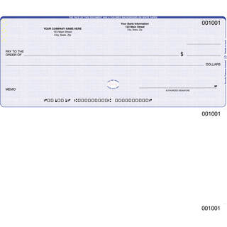 Custom business check with check on top