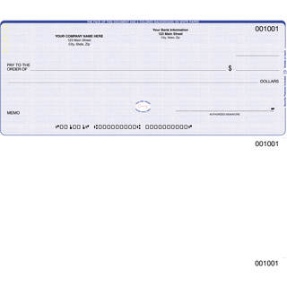 Custom business check with check on top