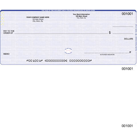 Custom business check with check on top