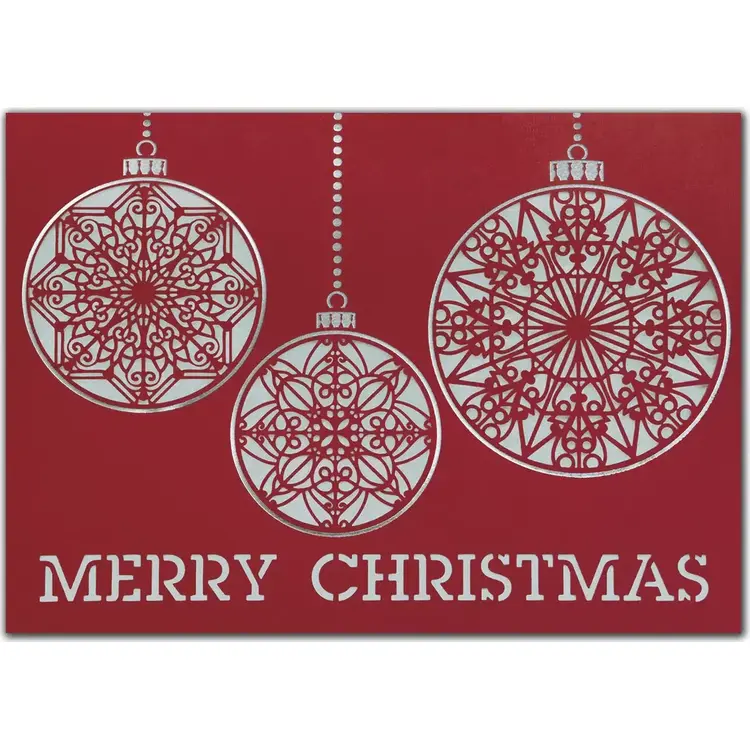 Red & Silver Ornament-Themed Business Greeting Card