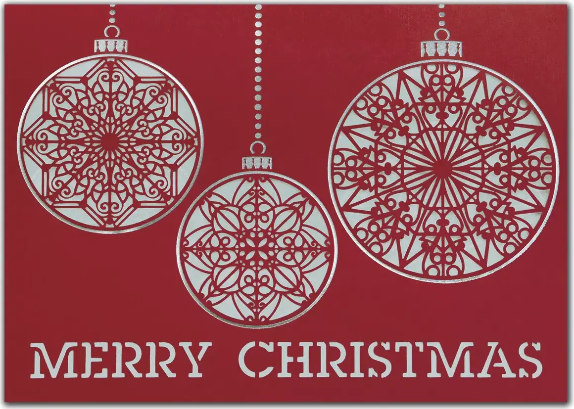 Red & Silver Ornament-Themed Business Greeting Card
