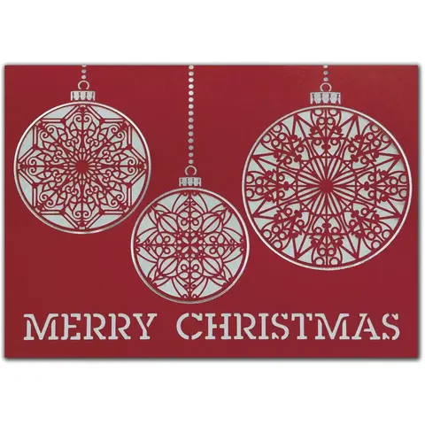 Red & Silver Ornament-Themed Business Greeting Card
