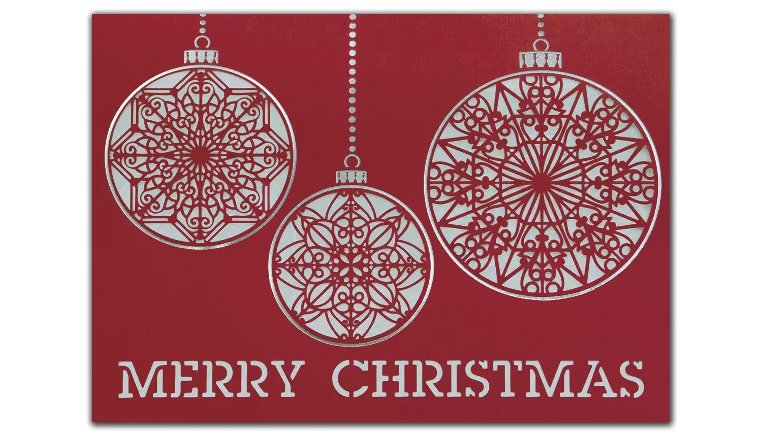 Red & Silver Ornament-Themed Business Greeting Card