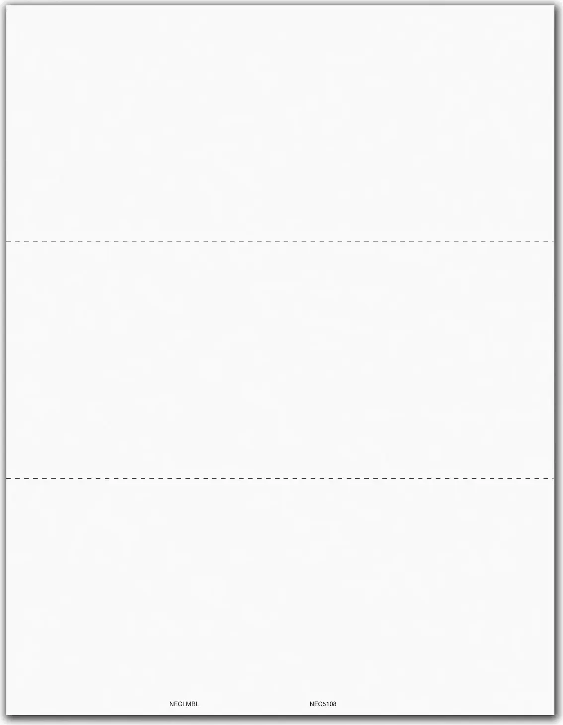 1099 NEC Tax Forms - 3-Up Blank Backer No Stub - Bulk Format