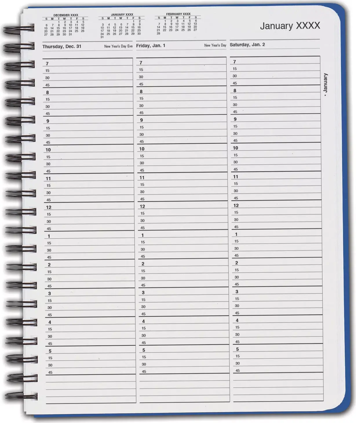 TimeScan 1 Column Wirebound Appointment Book - 15 Min, 7am-6pm