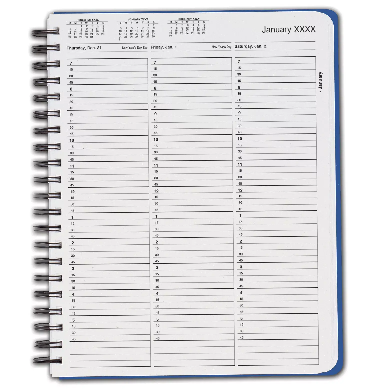 TimeScan 1 Column Wirebound Appointment Book - 15 Min, 7am-6pm