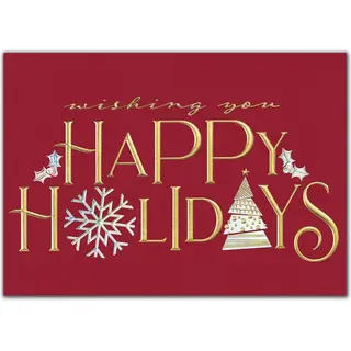 Custom Printed Holiday Spirit Greeting Cards - Red & Gold