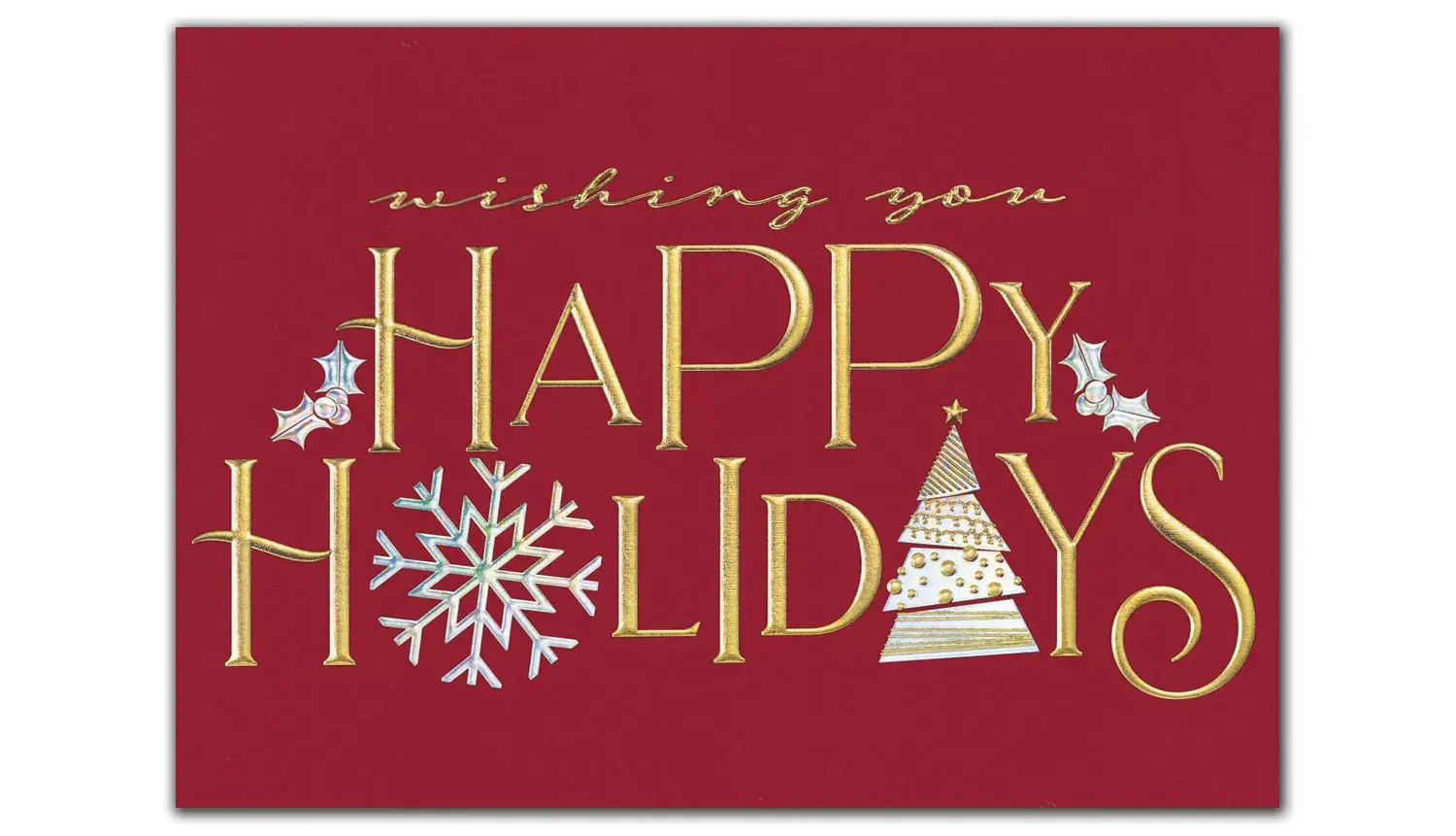 Custom Printed Holiday Spirit Greeting Cards - Red & Gold